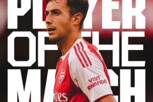 阿森纳官方：祖比门迪当选3-0毕尔巴鄂竞技，球迷票选全场最佳