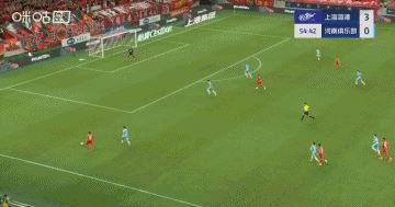 首球来了！第55分钟，梅伦多中路包抄垫射破门，海港4-0领先河南